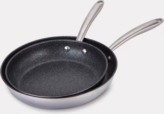 Prestige Scratch Guard Non-Stick Stainless Steel Frying Pan Set, Silver