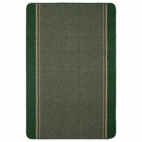 THE RUGS Green, Beige and Black Bordered Design Machine Washable Non-Slip Rectangular Area Rug, W: 67 cm, L: 180 cm – 2