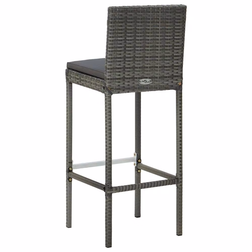 Berkfield Home 5 Piece Grey Poly Rattan Garden Bar Set with Cushions – 2