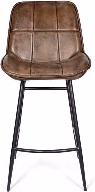 Elm Home And Garden Genuine Leather Industrial Bar Stool in Tan Brown with Back – 1