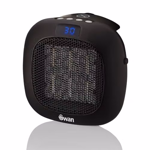 Swan 700W Plug-In Fan Heater with Timer and Overheat Protection, Black – 1