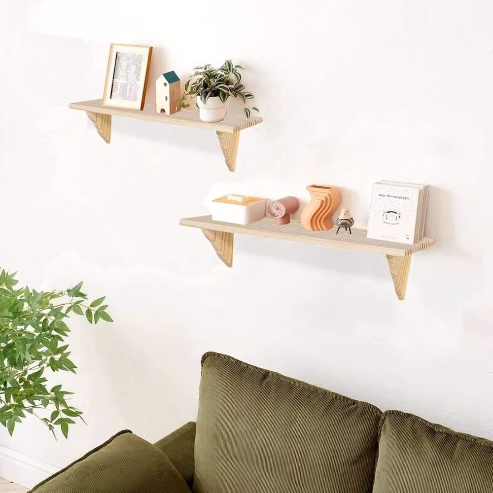 PAWNORA Scandinavian Wooden Freestanding Shelf Storage Unit in Sand and Beige – 2