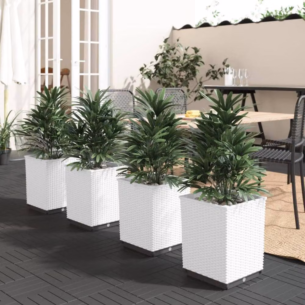 Berkfield Home Set of 4 White Polypropylene Ornamental Planter Tubs, W/D/H: 30 x 30 x 37 cm – 2