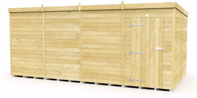 Buttercup Farm Brown Pent Shed with Single Door and No Window, W: 474 cm, D: 231 cm, H: 201 cm – 1