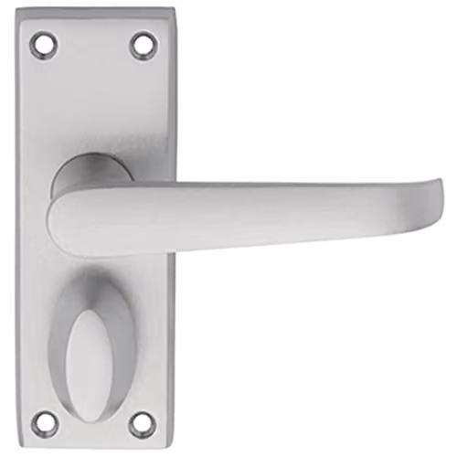 Loops Pair Straight Handle on Short Privacy Backplate in Chrome, 118 x 42 mm