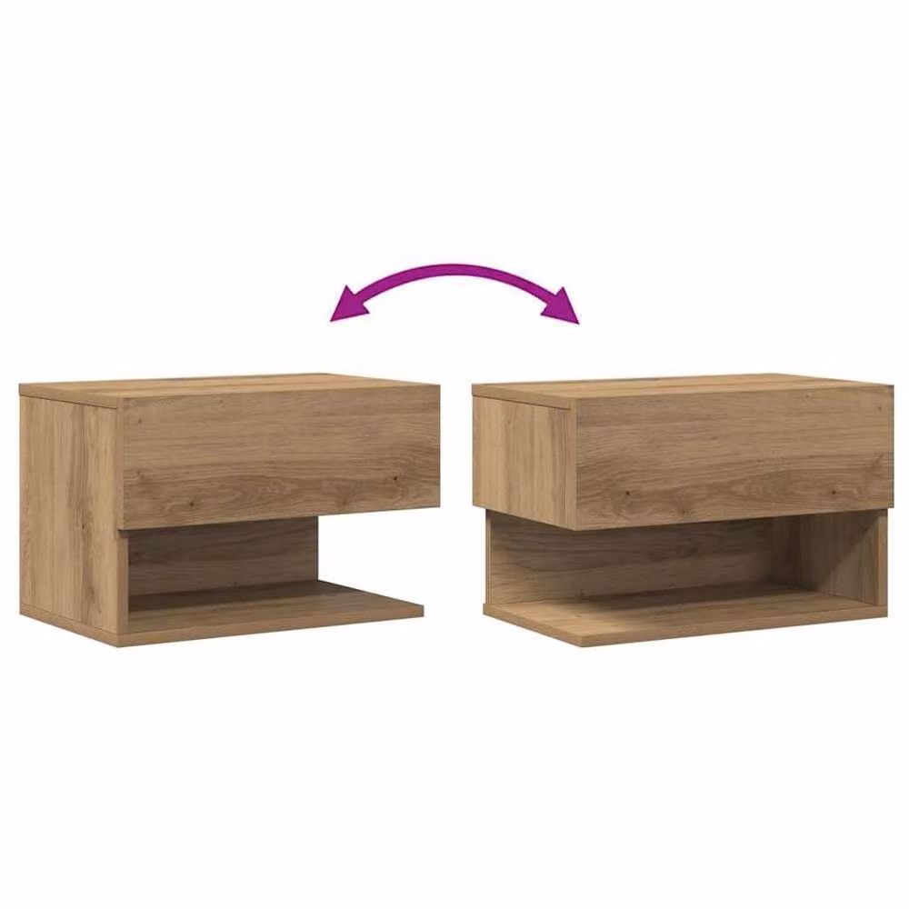 Berkfield Home Artisan Oak Wall-mounted Bedside Cabinet, Brown, W/D/H: 29.5 x 30.0 x 46.0 cm – 5