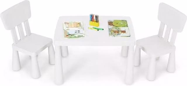 Costway 3 Piece Toddler Activity Centre Table and Chair Set in White