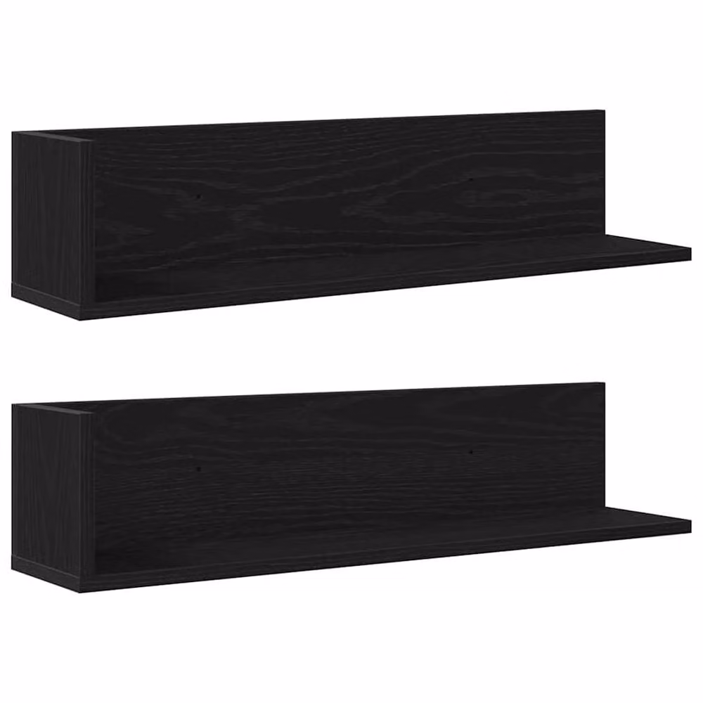 Berkfield Home Wall Mounted Shelves, 2 Pack, Black, W: 75 cm, D: 16.5 cm, H: 16.5 cm – 3