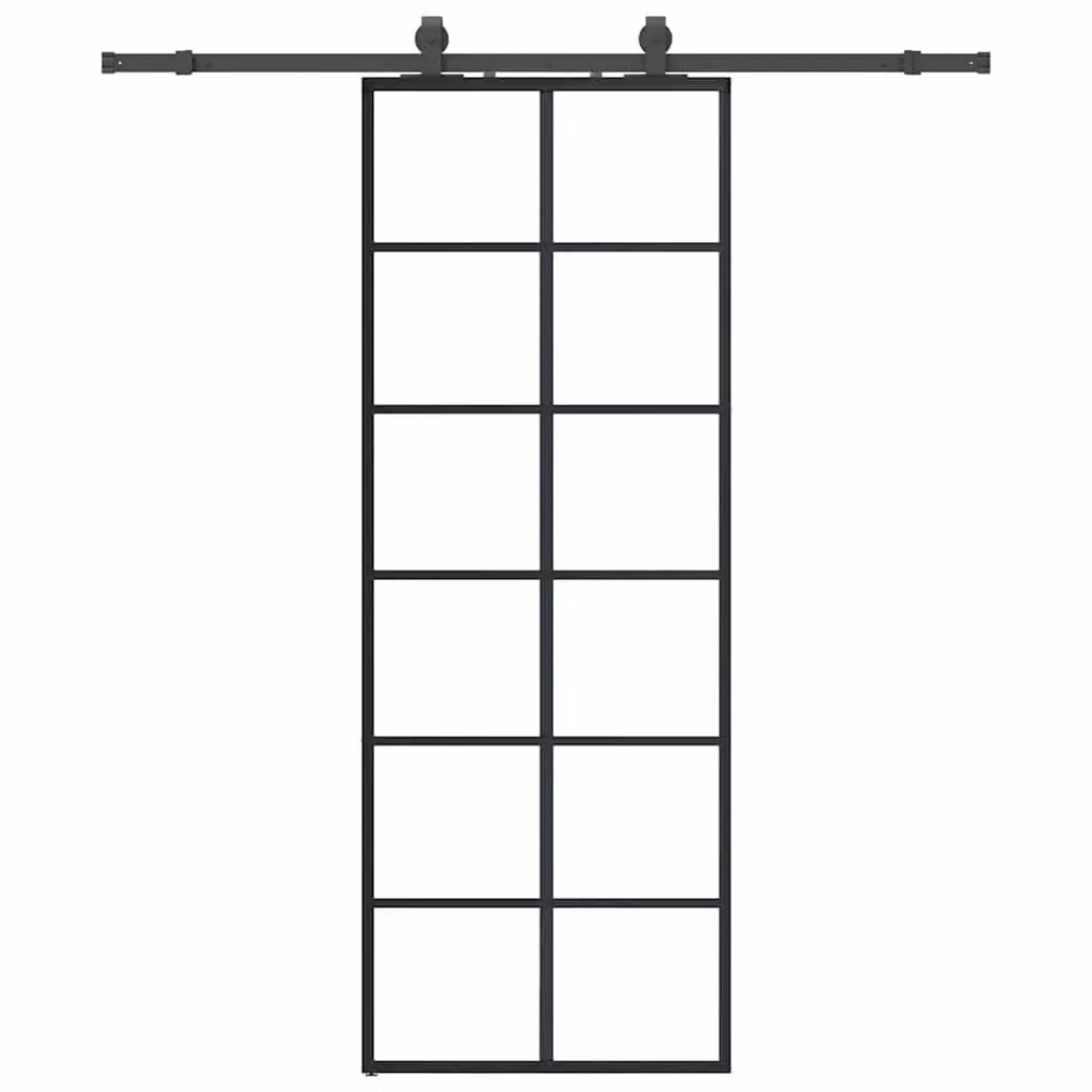Berkfield Home Modern Sliding Glass Door with Hardware Set, Black, W: 76 cm, H: 205 cm – 2