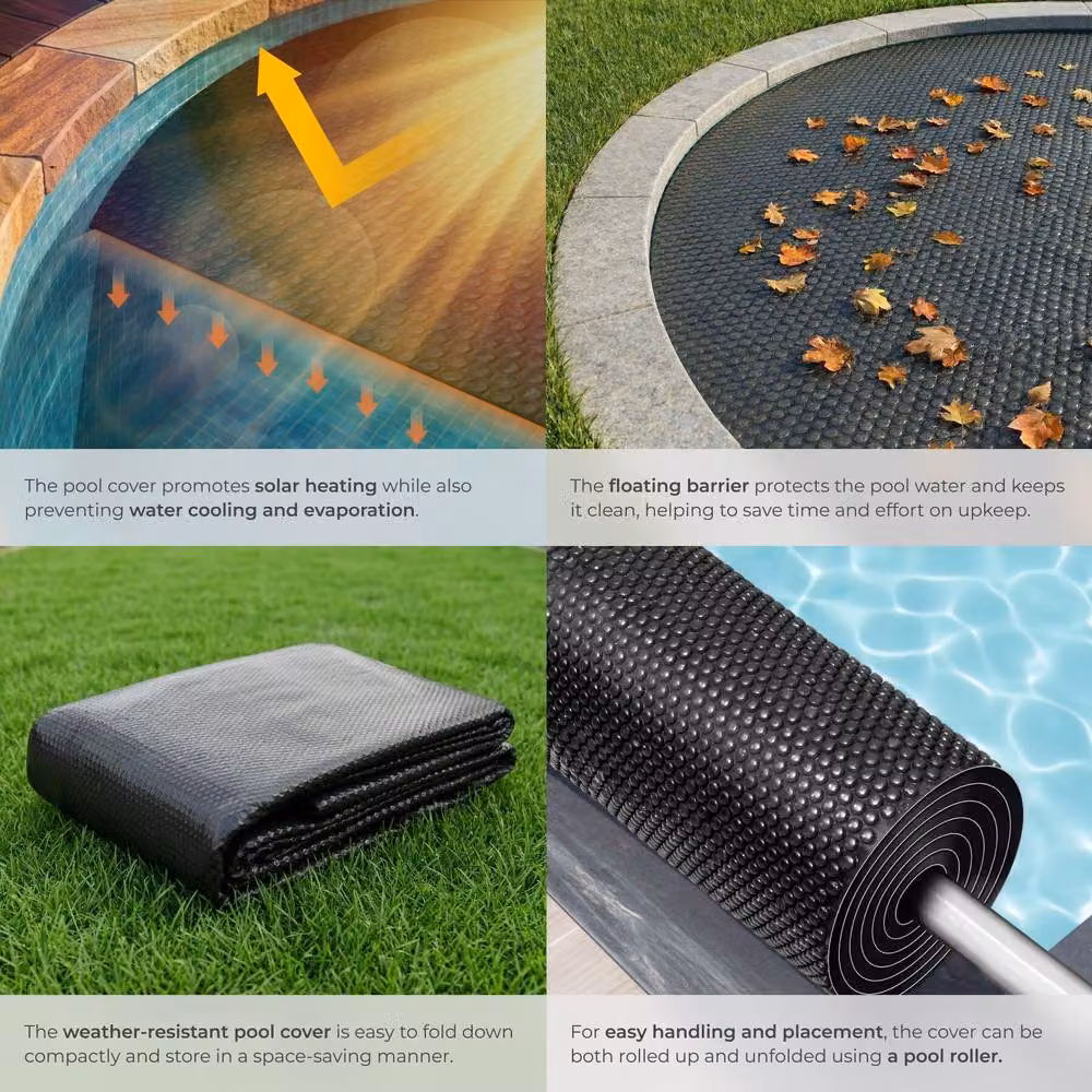 tectake Round Black Thermal Solar Film Pool Cover, Diameter: 250 cm – 5