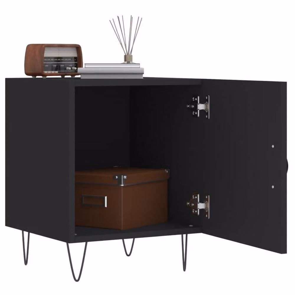 Berkfield Home Modern Black Bedside Cabinet W/D/H: 40 x 40 x 50 cm – 3