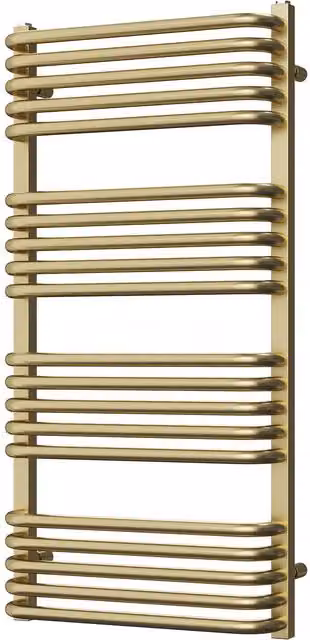 UK Radiators Crossmoor Designer Round Tube Heated Towel Rail in Brushed Brass, H: 100 cm, W: 50 cm – 1