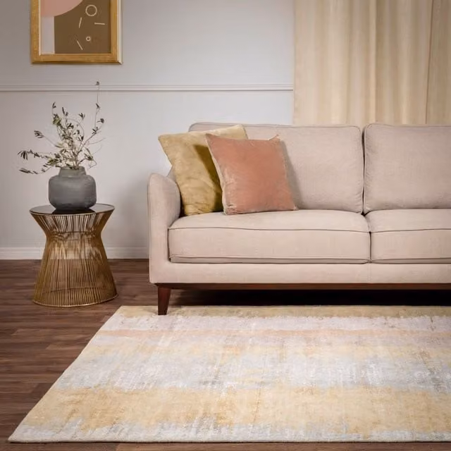 The Rug Shop UK Yellow Handmade Modern Abstract Viscose Area Rug W: 200 cm, L: 290 cm – 1