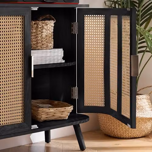 Birlea Noah 2 Door Rattan and Wood Sideboard in Black – 4