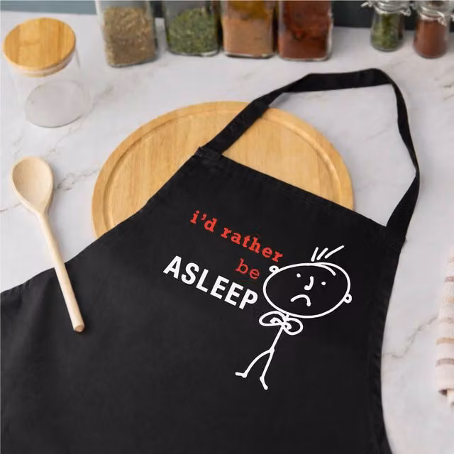 60 SECOND MAKEOVER Men's I'd Rather Be Asleep Apron in Black – 1
