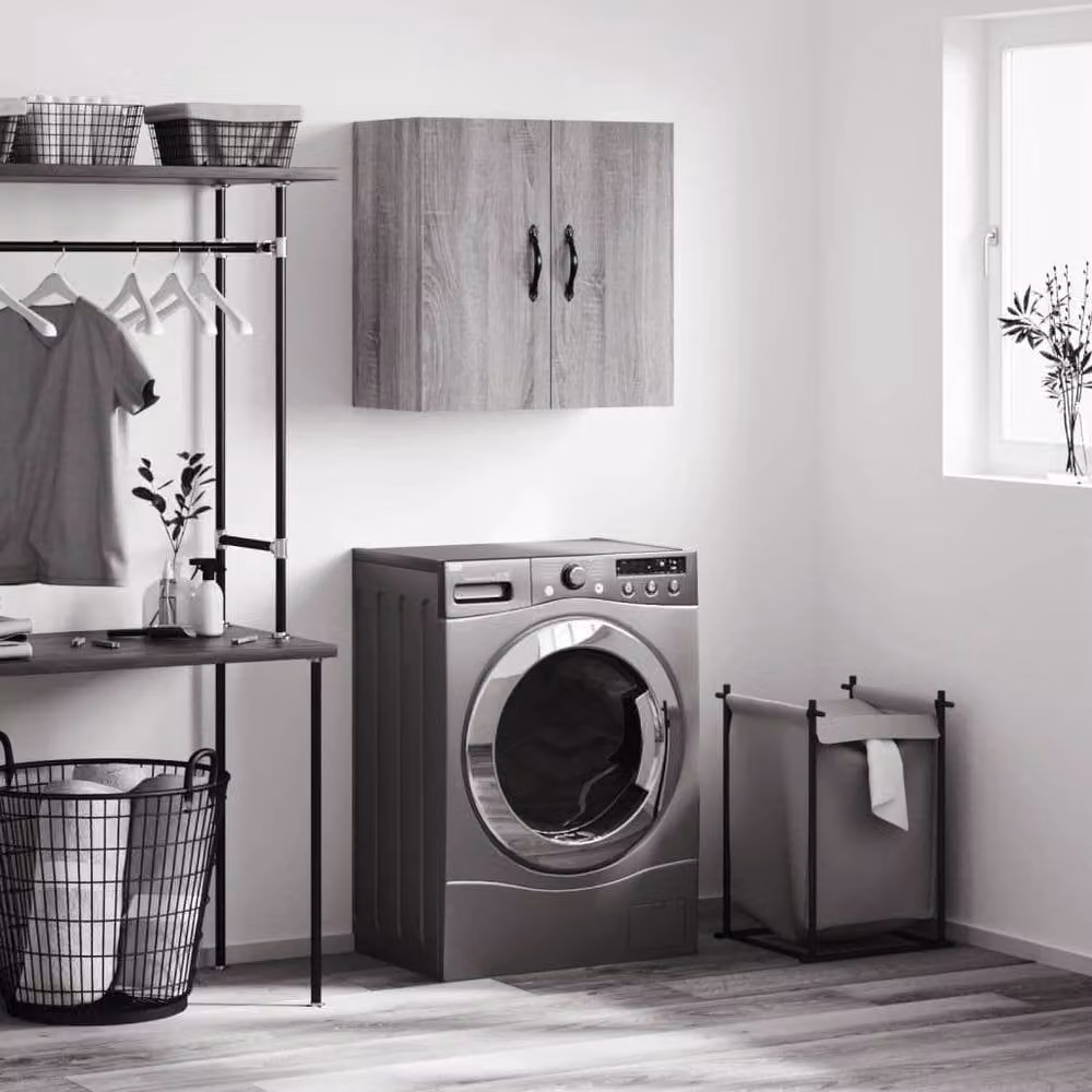 Berkfield Home Wall Mounted Grey Sonoma Cabinet with Hinged Doors and Internal Shelves, W/D/H: 60 x 31 x 60 cm – 2