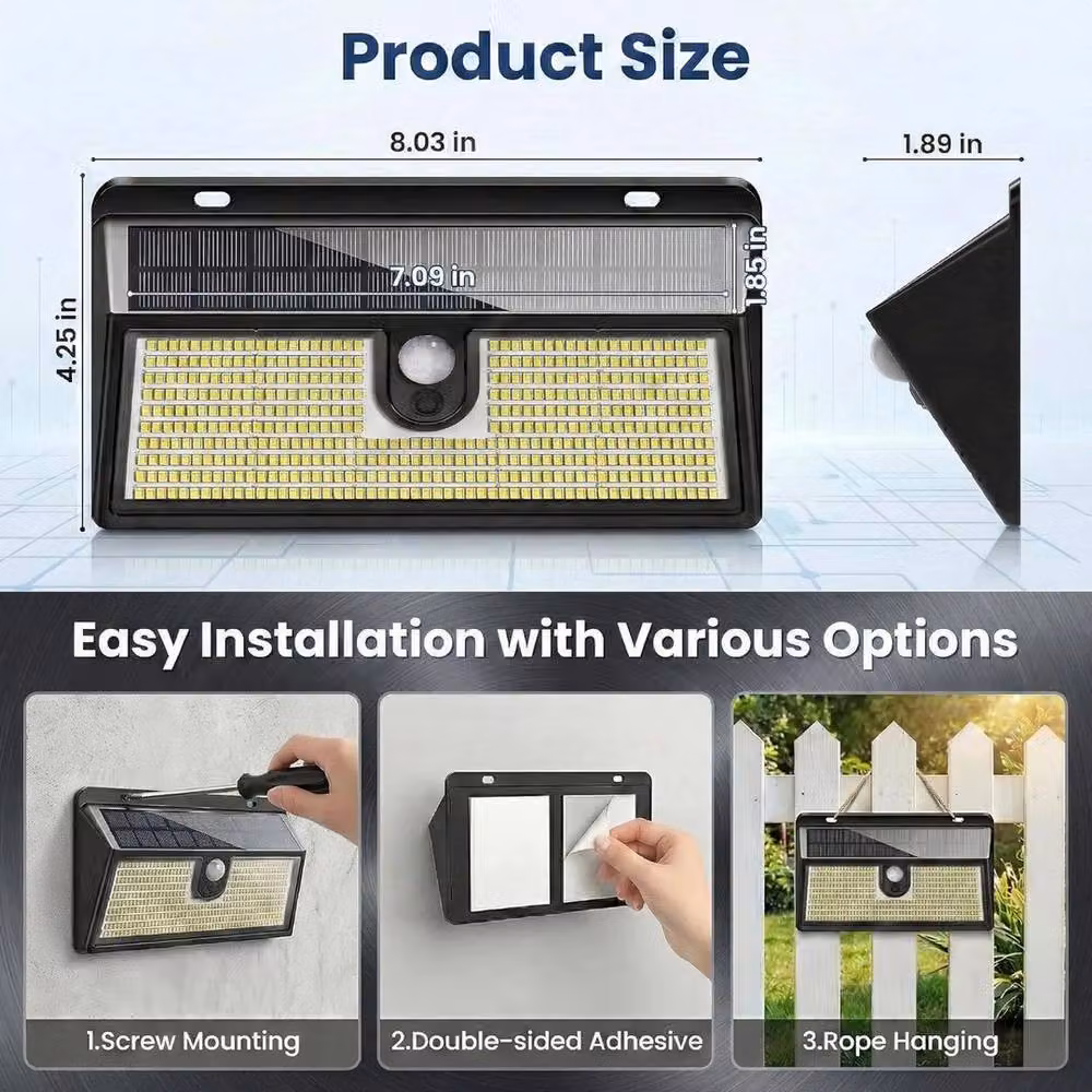 SPETLEK 452 LED Solar Powered PIR Motion Sensor Wall Light in Black – 6