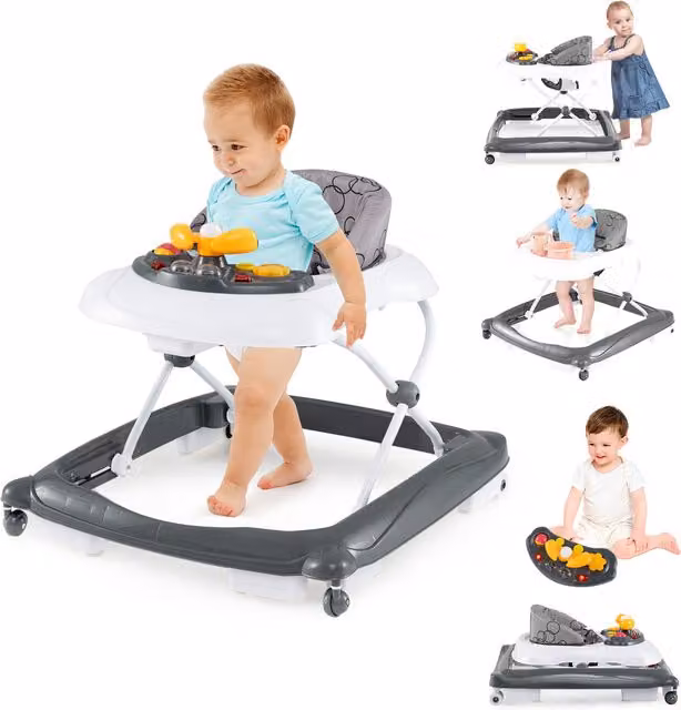 Costway Foldable Baby Walker in Grey