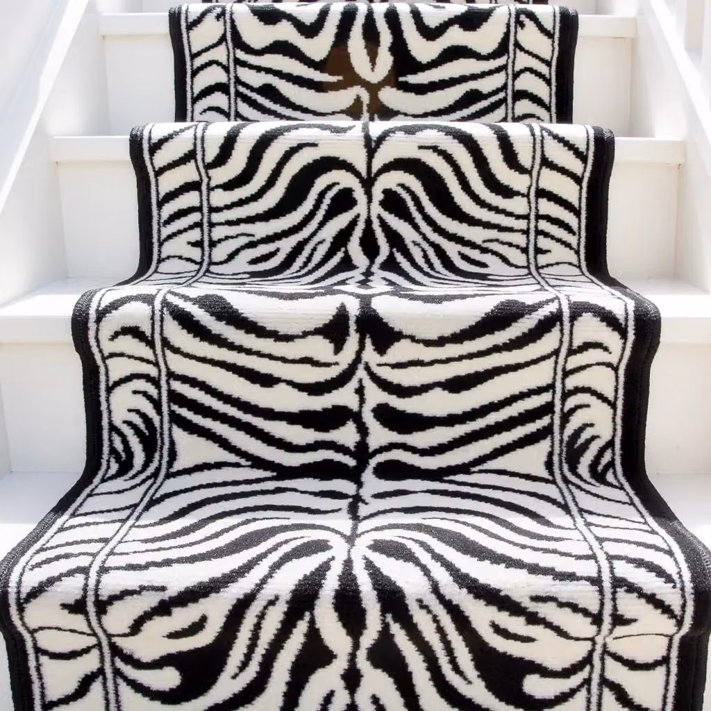 Kukoon Black and White Zebra Print Cut to Measure Stair Carpet Runner Rug, Width: 60 cm, Length: 600 cm – 2