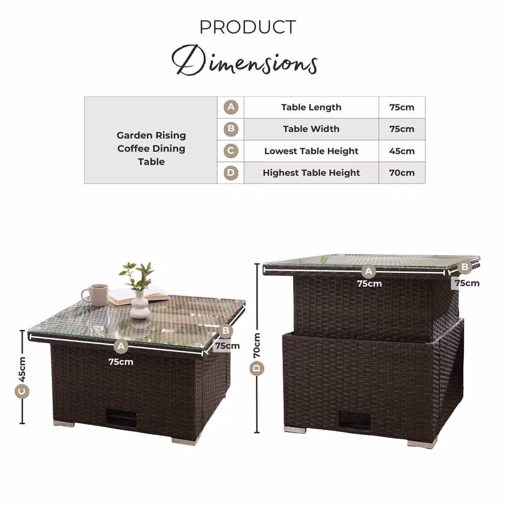 FurnitureboxUK Orlando Beige Rattan Rising Garden Coffee Dining Table – 3