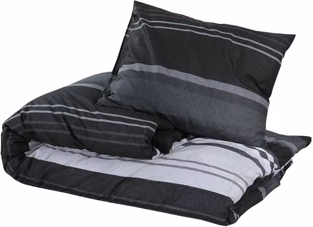 Berkfield Home Elegant Striped Cotton Duvet Cover and Pillowcase Set in Black and White, W: 220 cm, H: 240 cm – 1