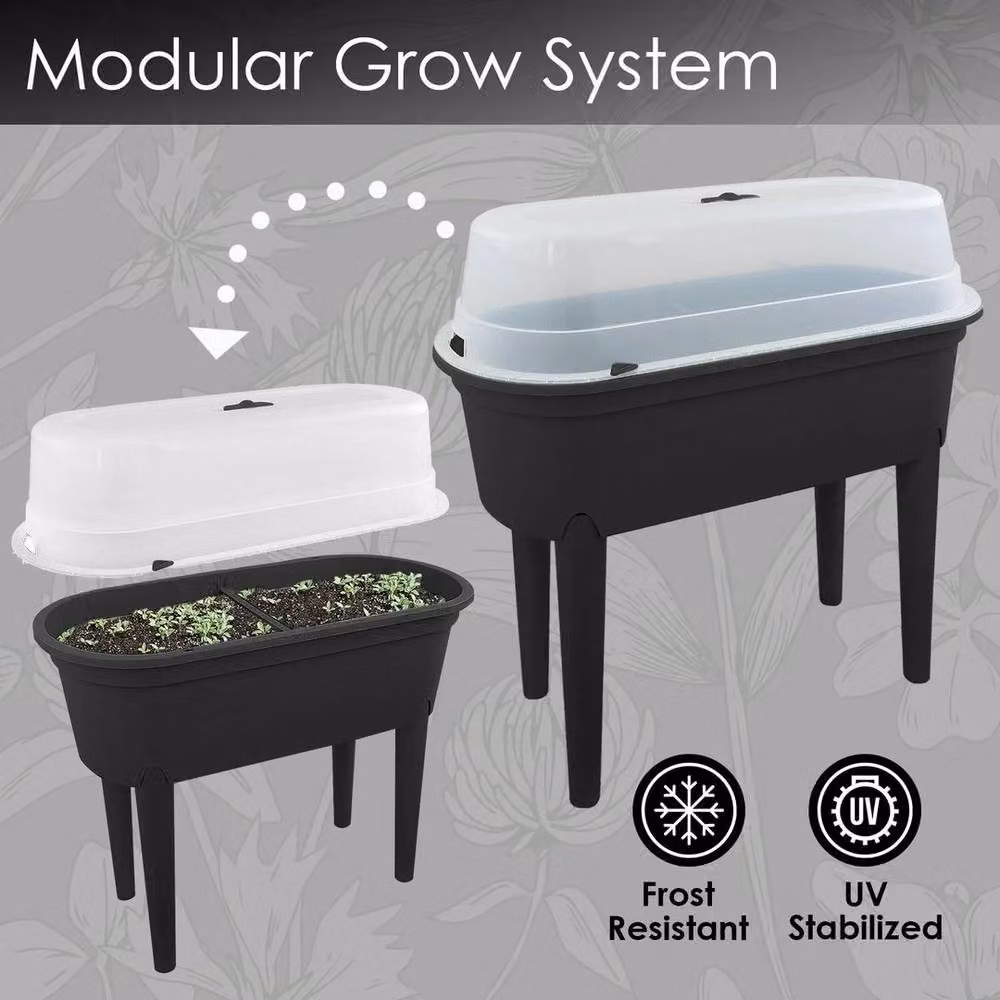 EONLION Freestanding Raised Garden Planter with Lid in Black, W/D/H: 84 x 77 x 38 cm – 3