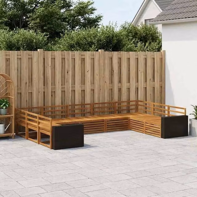Berkfield Home 9 Piece Outdoor Sofa Set in Brown Solid Acacia Wood