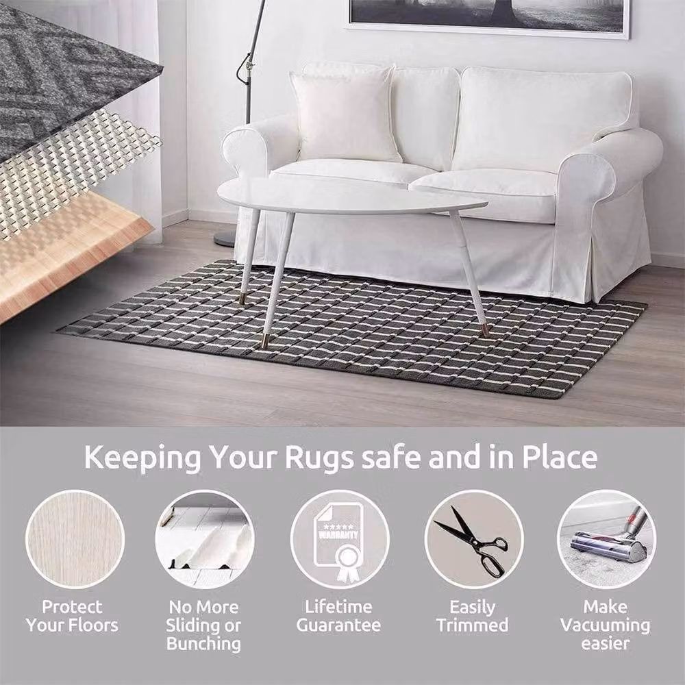 NESTLUNE 3-Piece Anti-Slip Rug Underlay Gripper Mat in Beige, W: 100 cm x D: 110 cm – 3
