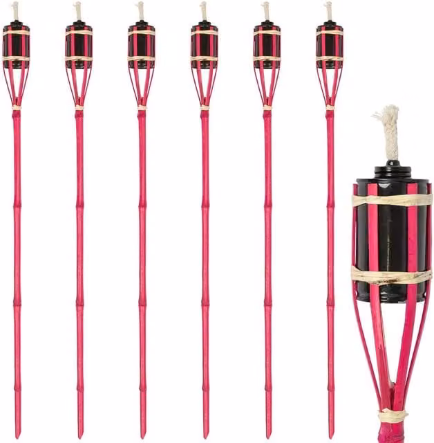 Harbour Housewares Pink Bamboo Garden Fire Torches, Pack of 6, Height: 113 cm