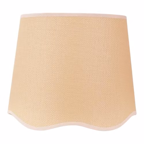 ValueLights Dutton Large Fabric Scallop Edge Lamp Shade in Sand and White with LED Bulb, Width: 35 cm