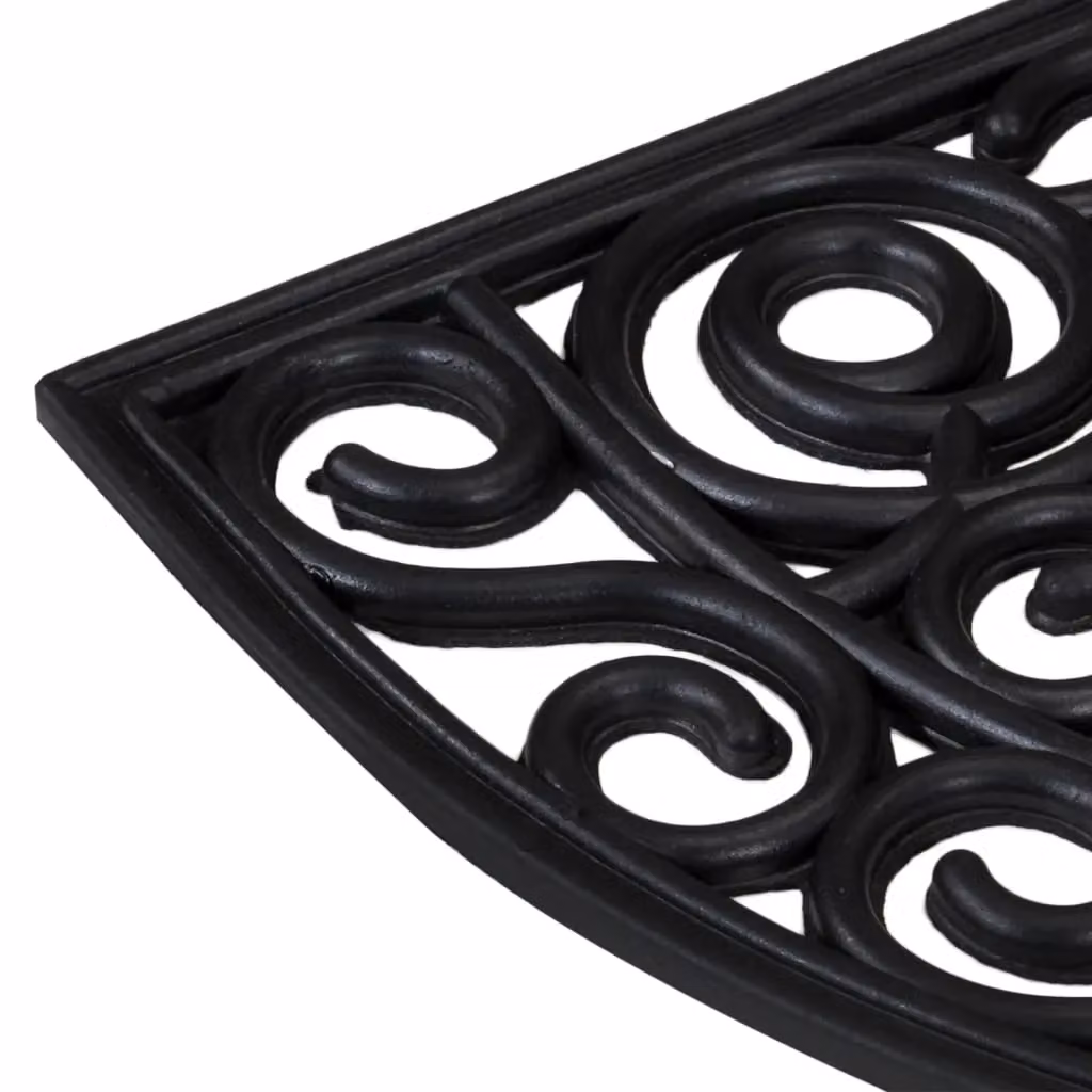 Berkfield Home Semicircular Rubber Door Mat, Black, W: 75 cm, D: 45 cm – 4