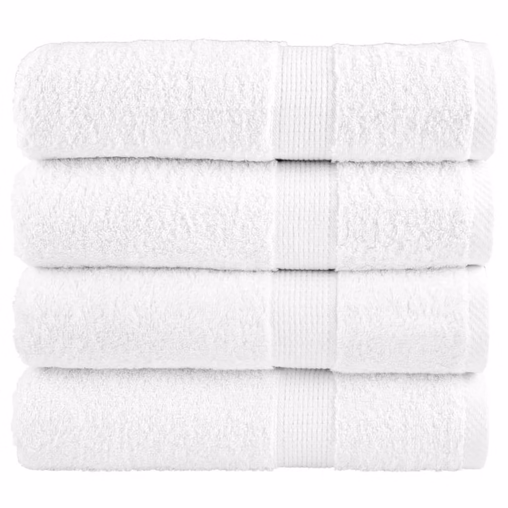 Berkfield Home SOLUND Premium Cotton Terry Shower Towels, White, 4 Pack, W: 70 cm, L: 140 cm, 600gsm – 2