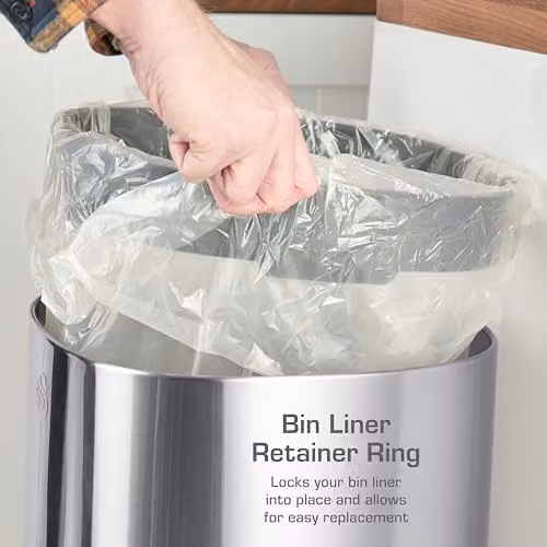 Swan 12L Silver Stainless Steel Fingerprint Proof Touch Bin – 6