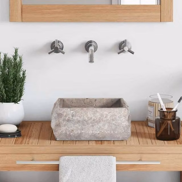 Berkfield Grey Marble Square Home Sink, W/D/H: 30 x 30 x 13 cm – 1