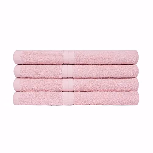 OHS 4 Pack of Pink Cotton Terry Bathroom Hand Towels, W/D/H: 50 x 50 x 50 cm