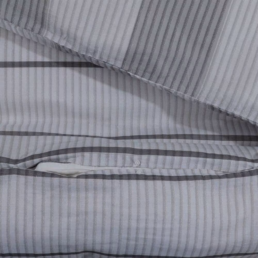 Berkfield Home Elegant Grey Cotton Duvet Cover and Pillowcase Set, W/D/H: 200 x 200 cm and 60 x 70 cm – 4