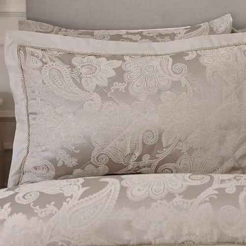 Catherine Lansfield Opulent Jacquard Quilted Pillow Sham Pair in Gold