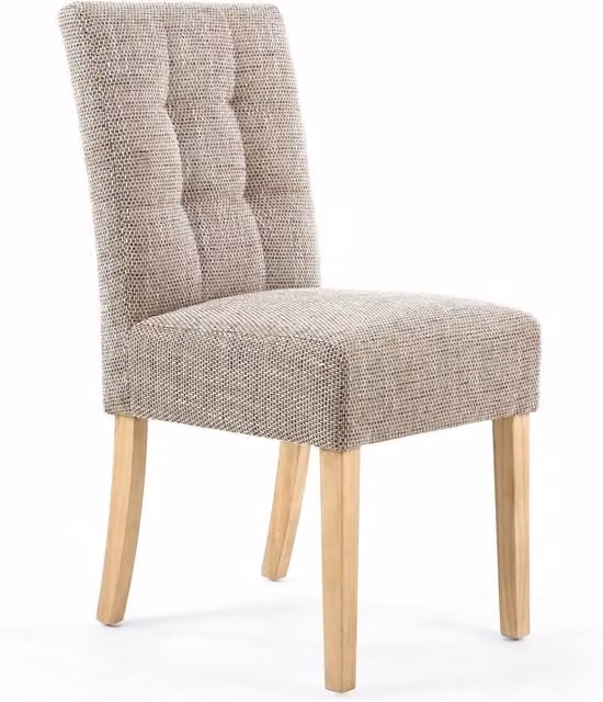 Shankar Moseley Waffle Tweed Dining Chair in Oatmeal with Beige Rubberwood Legs