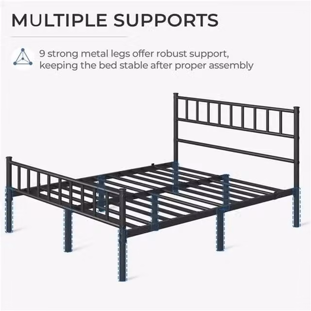 NESTLUNE Double Metal Bed Frame in Black, W/D/H: 140 x 200 cm