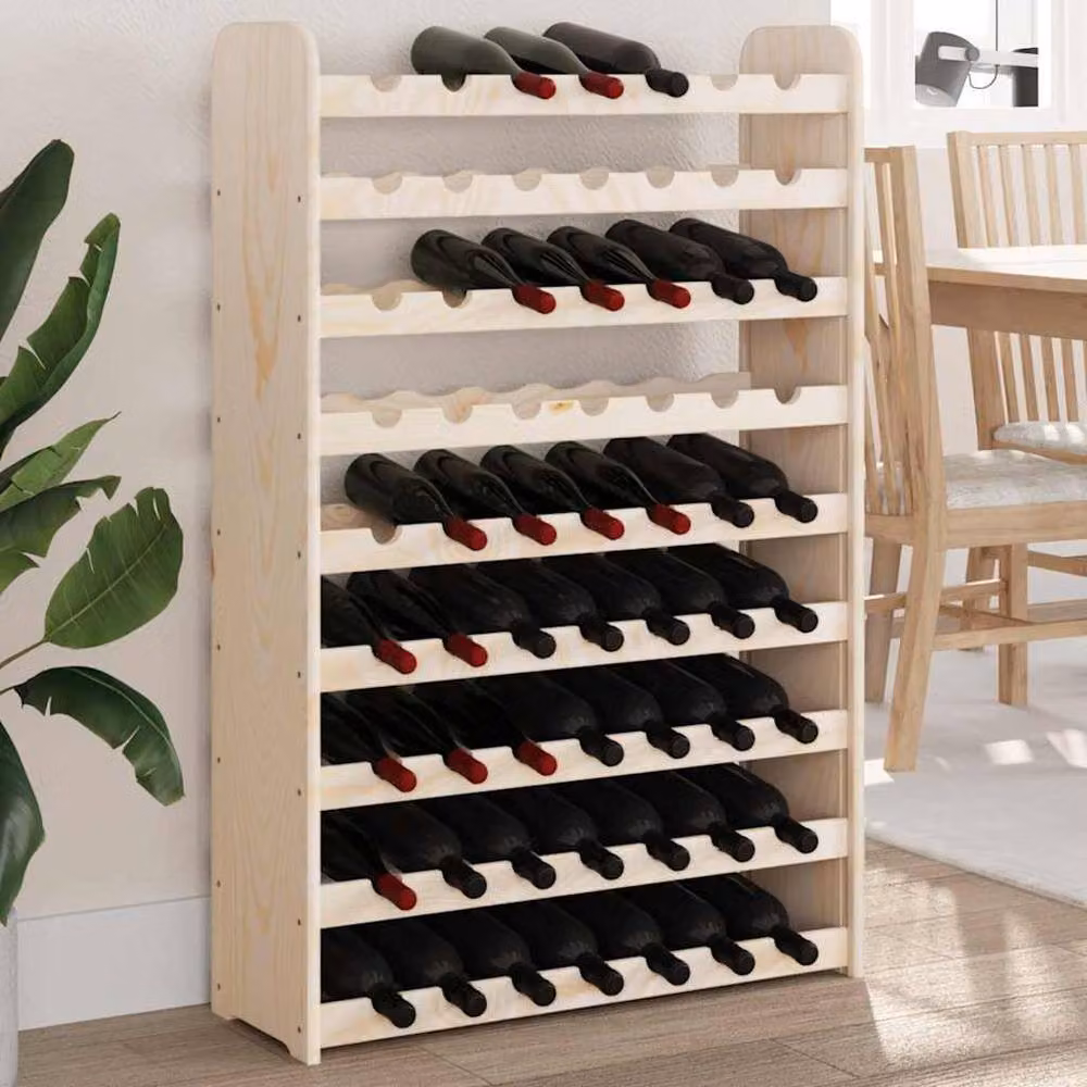 Berkfield Home Beautiful Wine Rack in Natural Solid Pine Wood, W/D/H: 72.5 x 25 x 111.5 cm – 2
