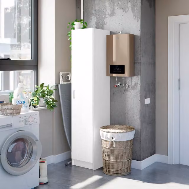 VITA White Freestanding Utility Cabinet with 1 Hinged Door and 3 Internal Shelves