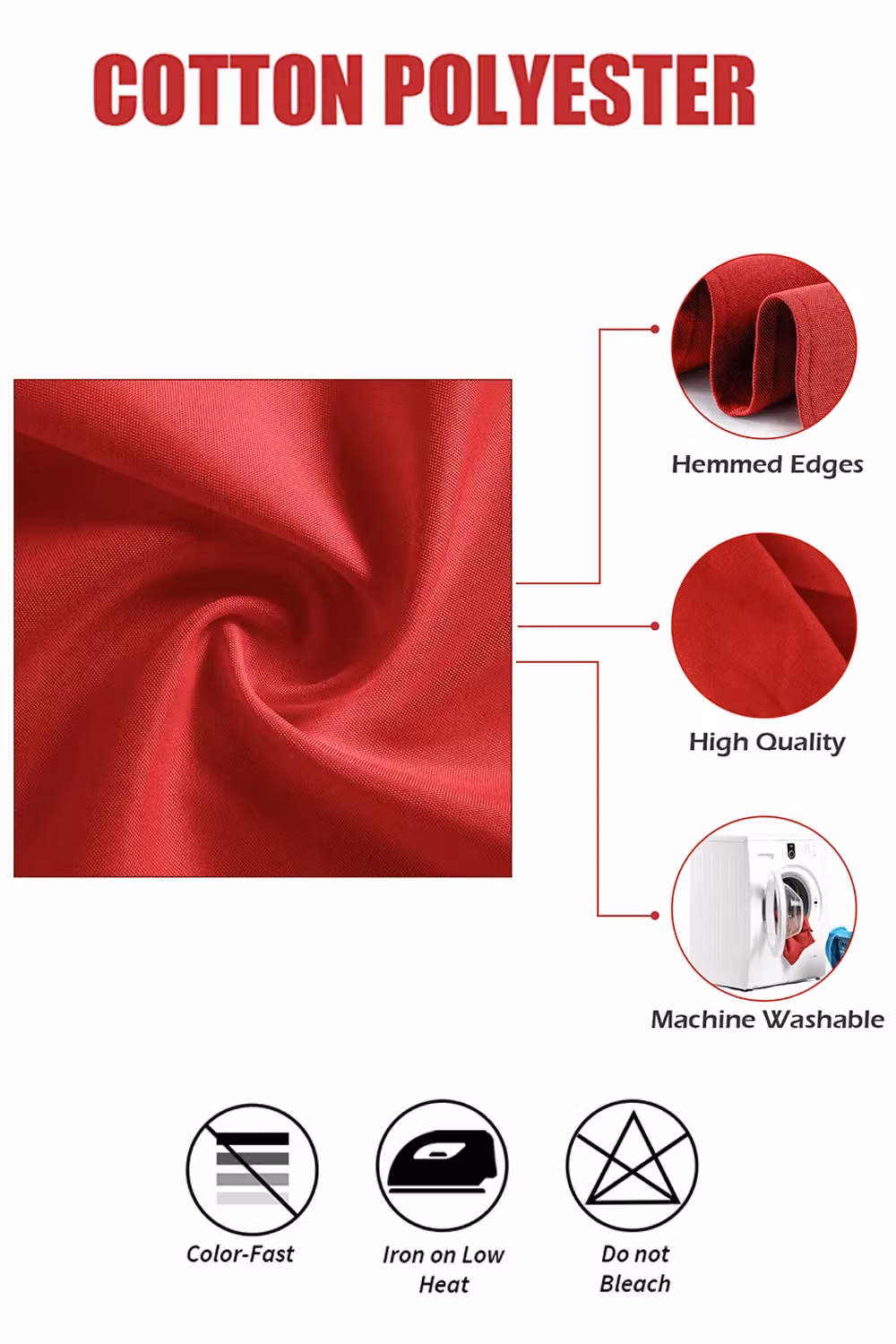 Neel Blue Red Reusable Polyester Table Napkins, 10 Pieces, 20 Inch – 2