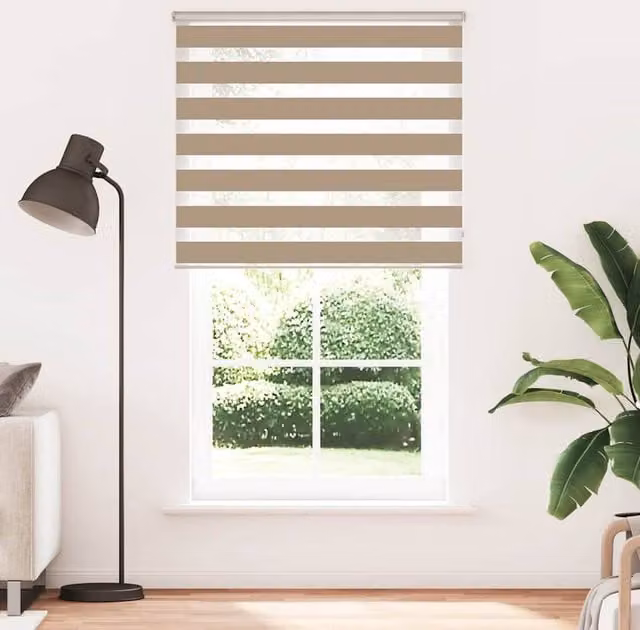 Berkfield Home Zebra Blind in Sand Brown, W: 120.9 cm, H: 230 cm