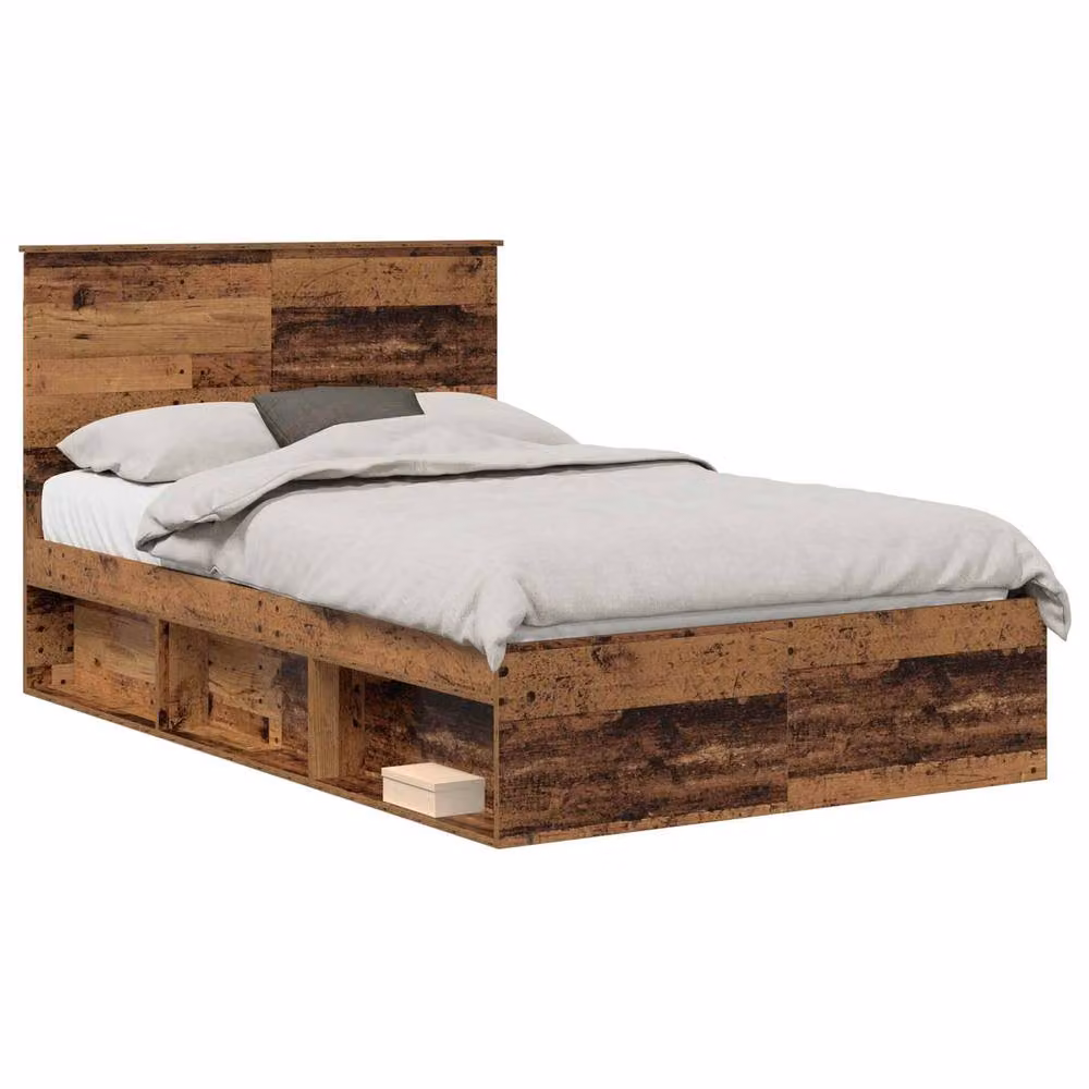 Berkfield Home Bed Frame with Headboard in Brown Solid Pine Wood, W/D/H: 120 x 200 cm – 2