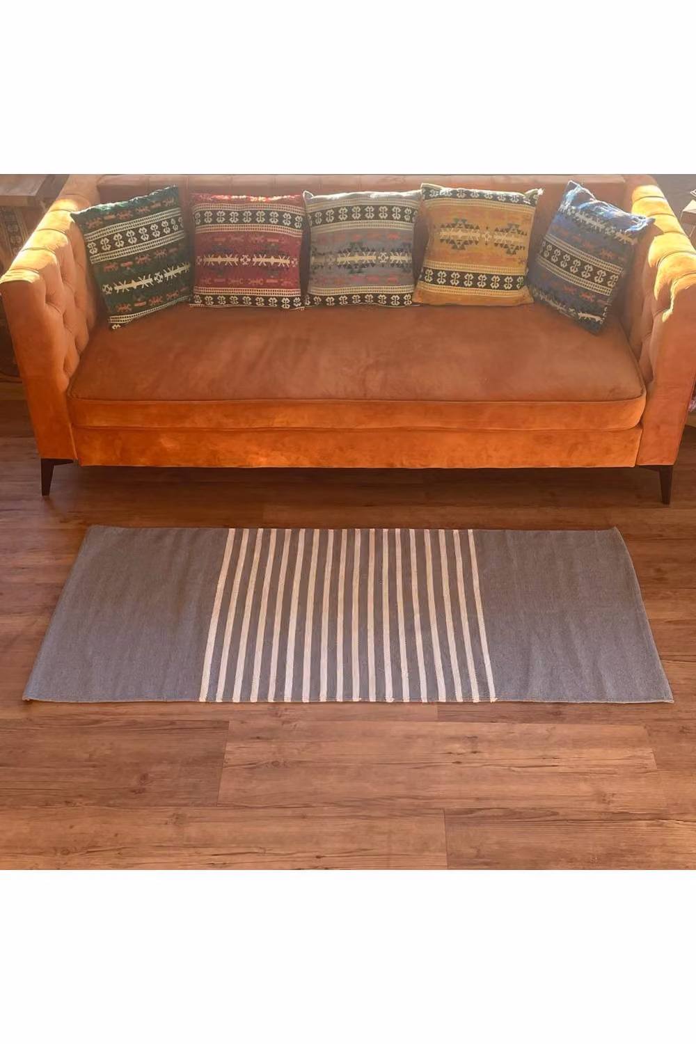 KDMD Grey Woven Indian Cotton Rug, W/D/H: 70 x 170 cm – 3