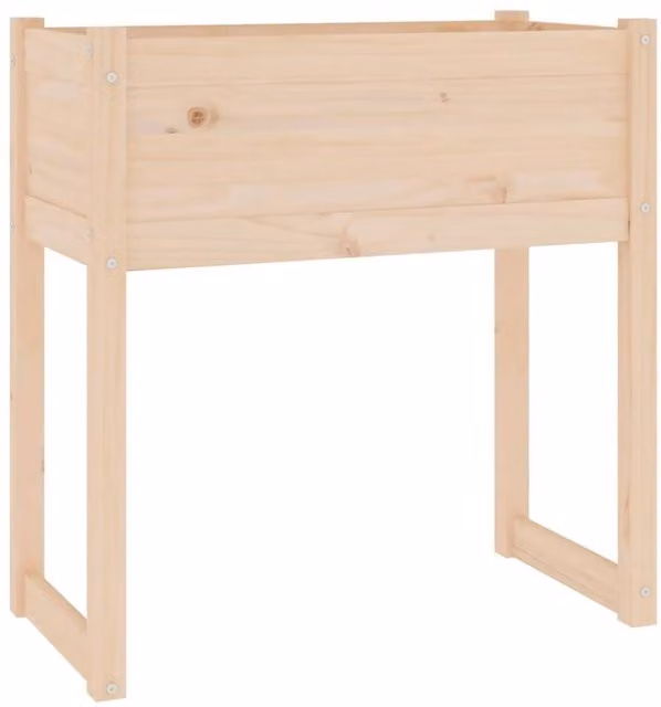 Berkfield Home Wooden Raised Bed Planter in Beige, W/D/H: 78 x 40 x 81 cm – 1