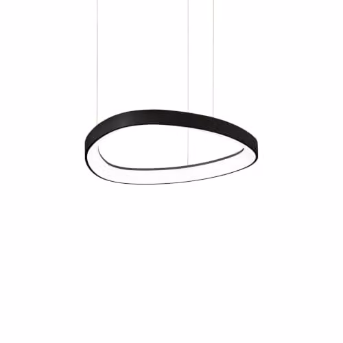Ideal Lux Gemini Modern LED Ring Pendant Ceiling Light, Black, 2700K Warm White, Diameter: 42.5 cm