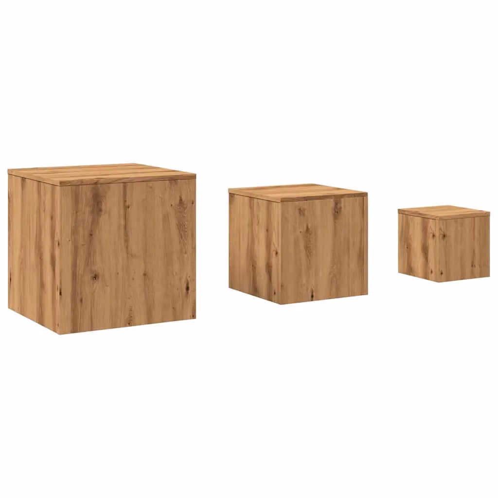 Berkfield Home Set of 3 Nesting Side Tables in Brown Artisan Oak Engineered Wood – 2