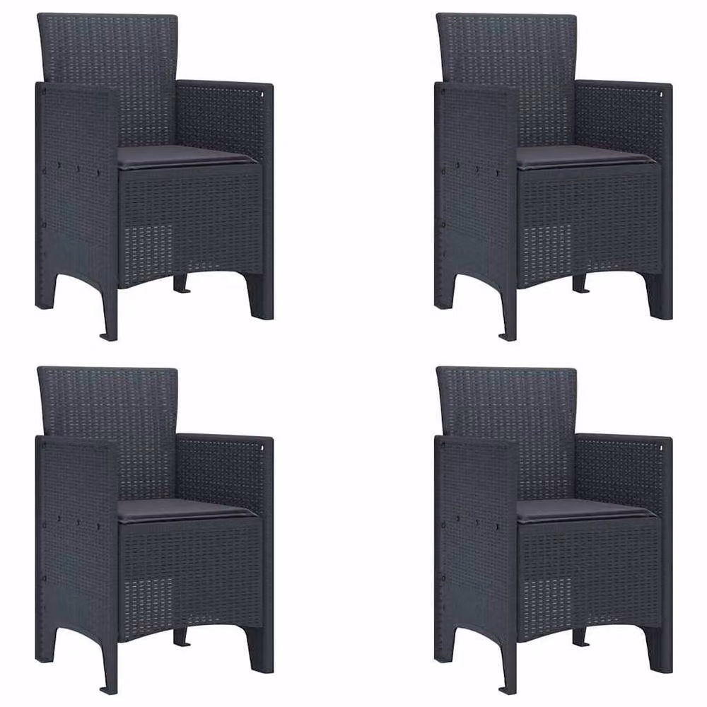 Berkfield Home Modern 5 Piece Garden Dining Set with Anthracite Cushions in Dark Grey Poly Rattan – 4