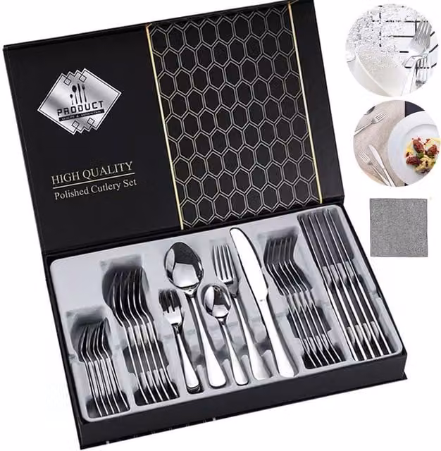 SPETLEK 30-Piece Stainless Steel Cutlery Dinner Set in Polished Silver – 1
